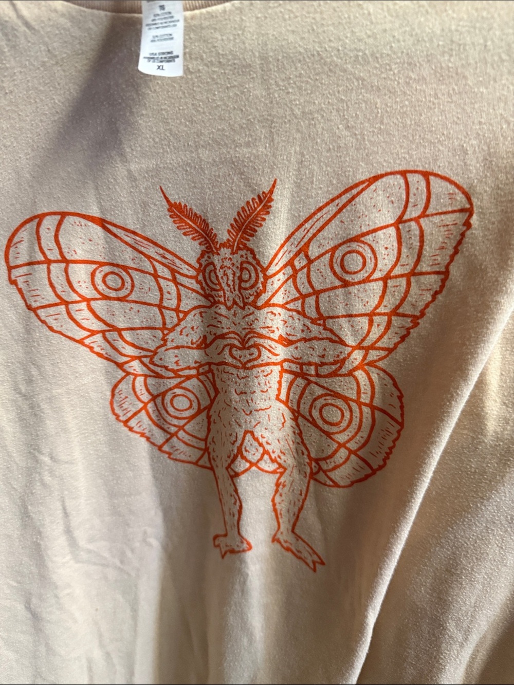 Mothman Graphic Tee in Peach with Orange Print - Picture 3 of 3